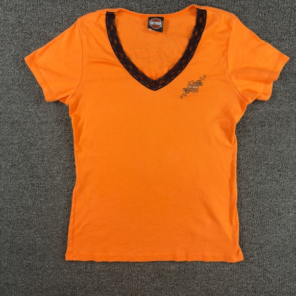 Harley-Davidson Tops - Harley-Davidson Vintage Graceland Memphis TN Lace Trim V Neck T Shirt Women's 1X